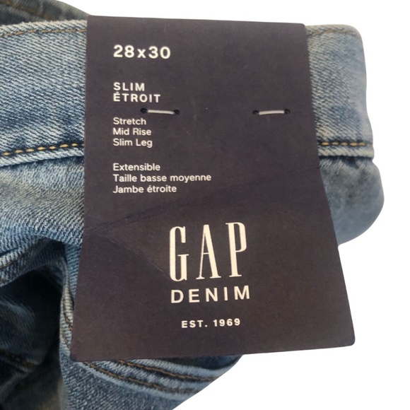GAP FOR GOOD, GAP Denim, Blue Jeans  Slim Fit, Stretch, Mid Rise, Sz 28x30, NWT - Picture 9 of 13